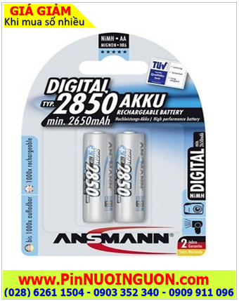 Pin sạc Ansman HR6, AA2850mAh; Pin sạc AA 1.2v Ansman HR6, AA2850mAh chính hãng _ Vỉ 2viên